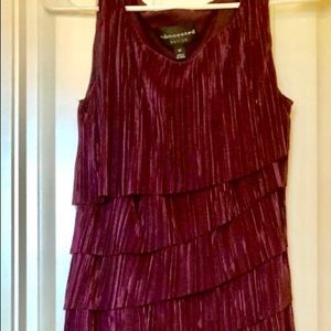 Connected Tiered Fringe Dress Deep Burgundy